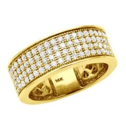 Diamond Wedding Bands 14K Yellow Gold Round Diamond Band 1.21