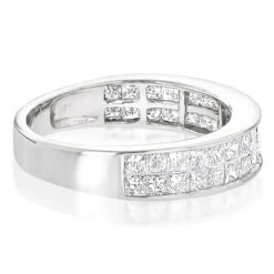 2 Carat Princess Cut Invisible Set Diamond 14K White Gold Wedding Band -Its Hot Jewelry Shop diamond wedding rings 14k diamond wedding band 186 p 7038 backwh