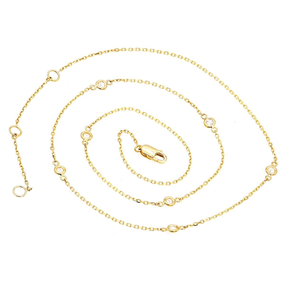 Diamonds By The Yard Ladies Necklace With Diamonds Solid 14K Yellow Gold 0.25ct 7 Diamonds By The Yard Ladies Necklace With Diamonds Solid 14K Yellow Gold 0.25ct - Image 5