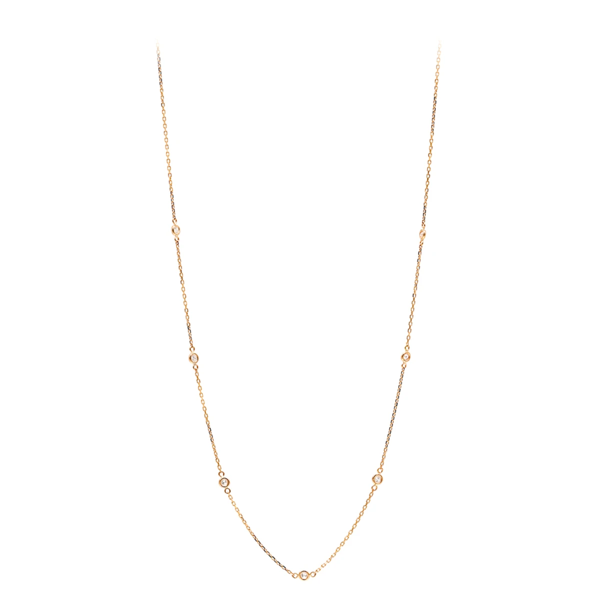 Diamonds By The Yard Ladies Necklace With Diamonds Solid 14K Yellow Gold 0.25ct 6 Diamonds By The Yard Ladies Necklace With Diamonds Solid 14K Yellow Gold 0.25ct - Image 4