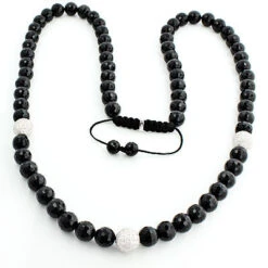 Disco Ball Diamond Necklace With Diamond Beads 1ct