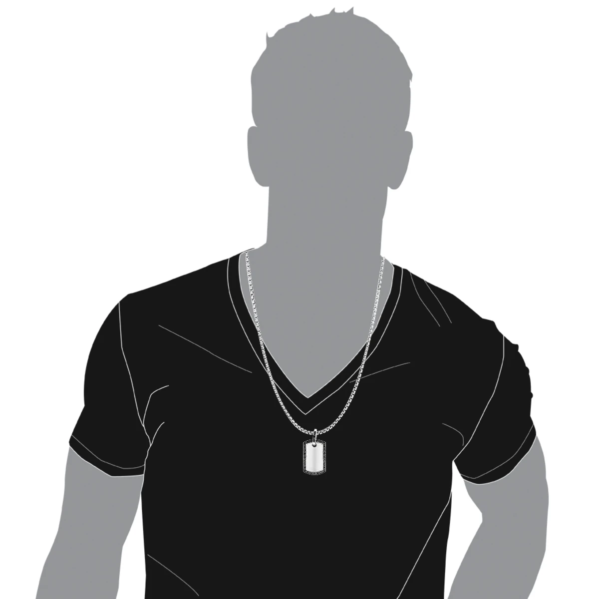 Engravable Small 14K White Gold Black Diamond Dog Tag Pendant .80ct 7 Engravable Small 14K White Gold Black Diamond Dog Tag Pendant .80ct - Image 5