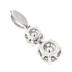 18K White Gold Double Cluster Diamond Pendant 0.49ct By Luccello -Its Hot Jewelry Shop double cluster diamond pendant 049ct 18k luccello jewelry backwh