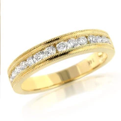 Thin Elegant Diamond Wedding Bands For Women 14K Yellow Gold 0.59ct