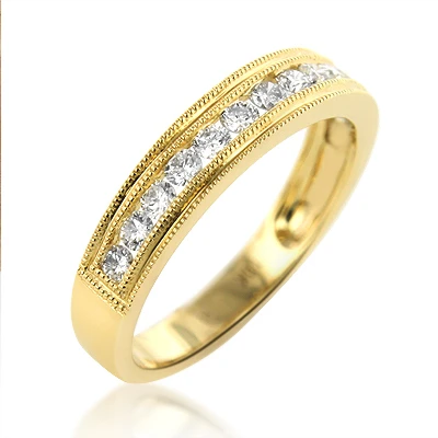 Thin Elegant Diamond Wedding Bands For Women 14K Yellow Gold 0.59ct 4 Thin Elegant Diamond Wedding Bands For Women 14K Yellow Gold 0.59ct - Image 2