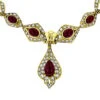 18K Gold Ladies Vintage Ruby & Diamond Necklace -Its Hot Jewelry Shop estate jewelry sale 18k yellow gold ladies vintage ruby diamond necklace 1