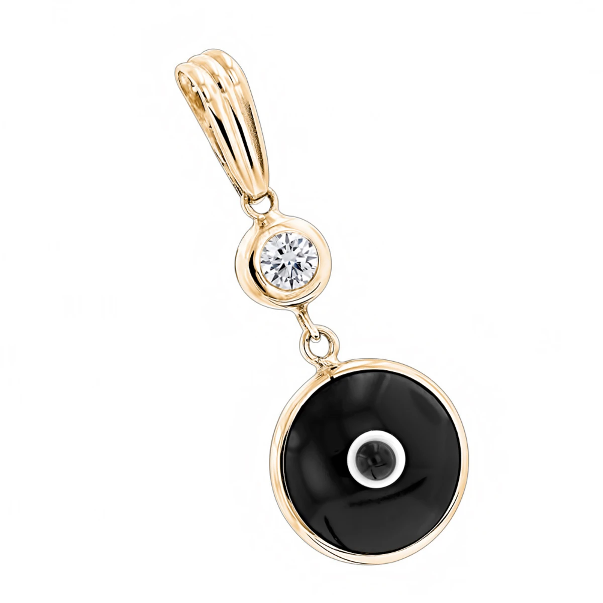 14K White Gold & Diamond Black Evil Eye Pendant 0.10 4 14K White Gold & Diamond Black Evil Eye Pendant 0.10 - Image 2