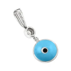 14K White Gold & Diamond Light Blue Evil Eye Pendant 0.10ct -Its Hot Jewelry Shop evil eye jewelry 14k diamond evil eye pendant blue 10 p 6231 backwh