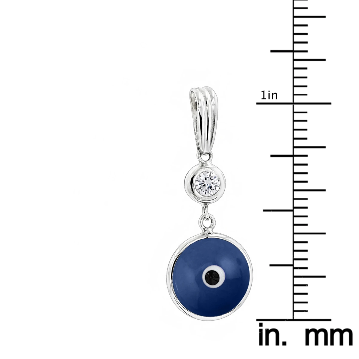 14K White Gold 0.10ct Diamond Blue Evil Eye Pendant 3/8in (10mm) 7 14K White Gold 0.10ct Diamond Blue Evil Eye Pendant 3/8in (10mm) - Image 5
