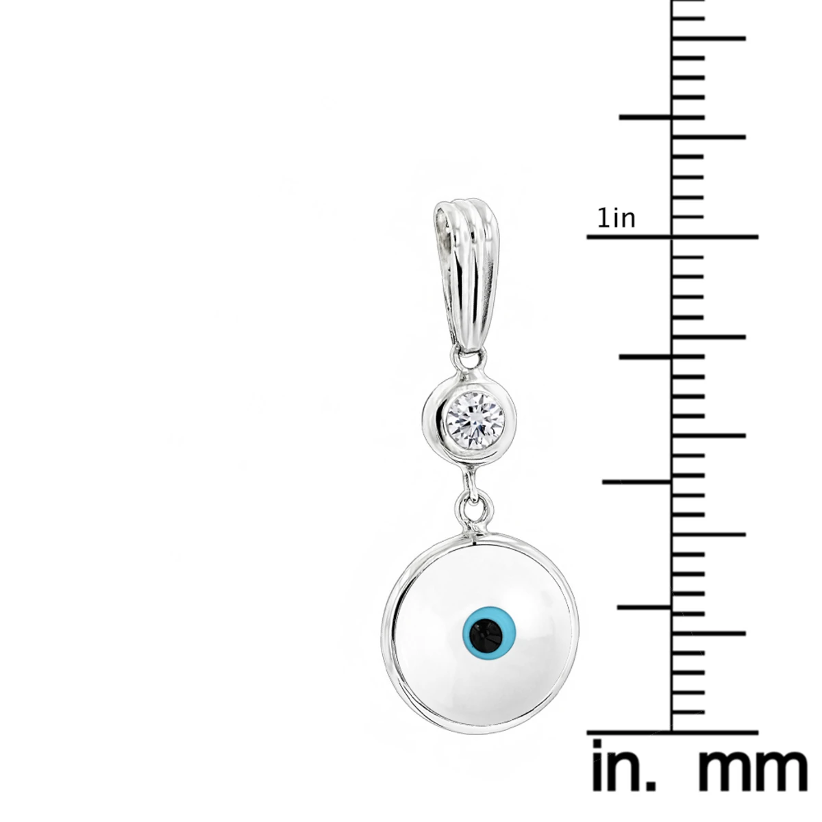 14K White Gold & Diamond White Evil Eye Pendant 0.10 6 14K White Gold & Diamond White Evil Eye Pendant 0.10 - Image 4