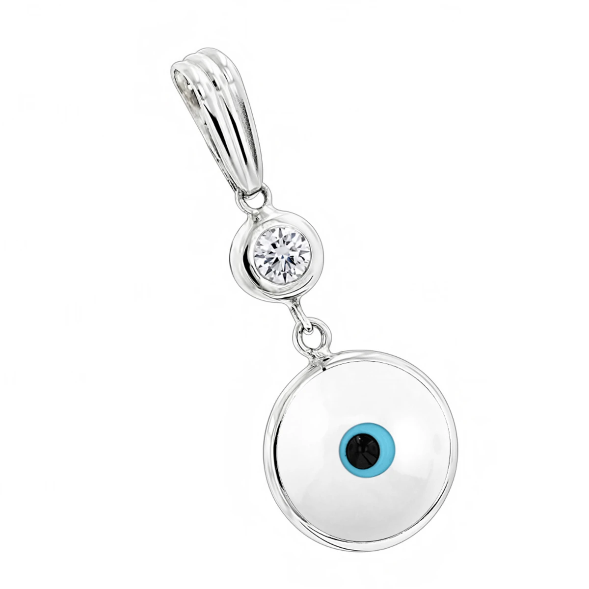 14K White Gold & Diamond White Evil Eye Pendant 0.10 3 14K White Gold & Diamond White Evil Eye Pendant 0.10