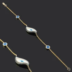 White Blue Diamond Evil Eye Bracelet