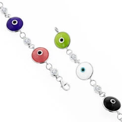 Evil Eyes 14K White Gold Diamond Evil Eye Bracelet Multicolor 0.70 -Its Hot Jewelry Shop evil eyes 14k diamond evil eye bracelet multicolor 070 p 6227 backwh