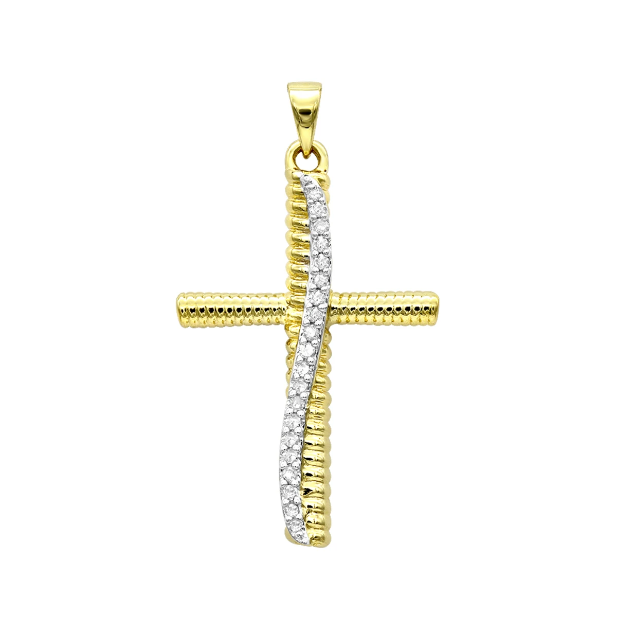 Fancy 14K Yellow Gold Diamond Cross Pendant For Women 0.15ct By Luxurman 3 Fancy 14K Yellow Gold Diamond Cross Pendant For Women 0.15ct By Luxurman