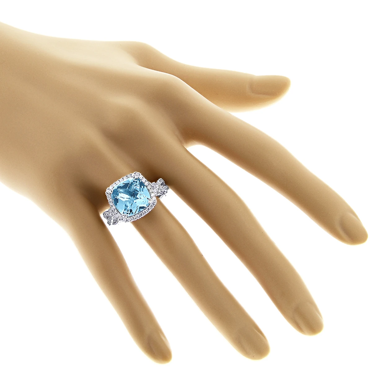 Blue Topaz Diamond Cocktail Ring 11ct 5 Blue Topaz Diamond Cocktail Ring 11ct - Image 3