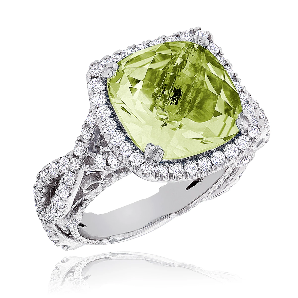 Lemon Quartz Diamond Cocktail Ring 11ct 3 Lemon Quartz Diamond Cocktail Ring 11ct