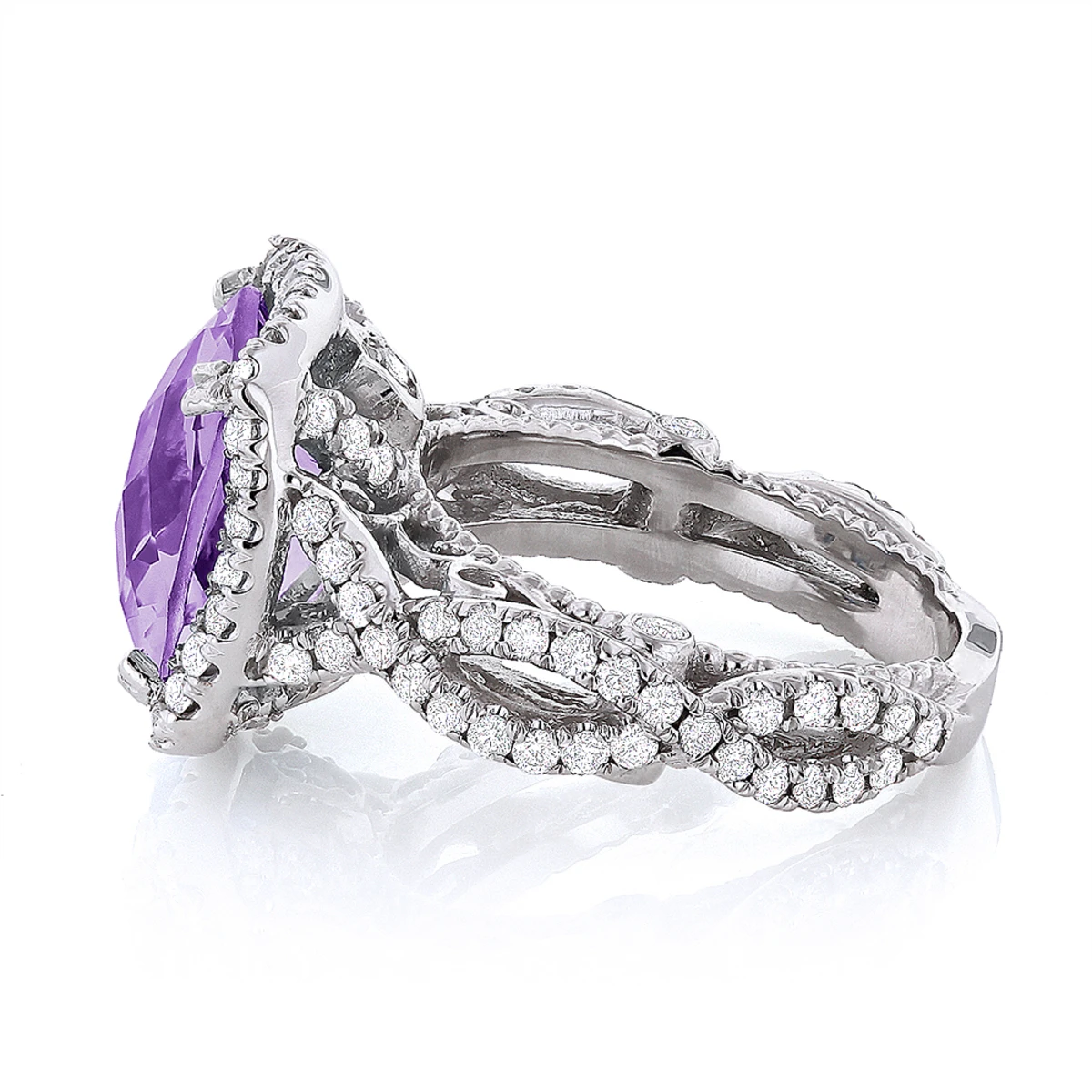 Purple Amethyst Diamond Cocktail Ring 11ct 4 Purple Amethyst Diamond Cocktail Ring 11ct - Image 2