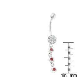 14K White Gold White & Pink Diamond Belly Button Flower Ring 0.75ct -Its Hot Jewelry Shop flower body jewelry white pink diamond belly button ring 066ct 14k rulerwh