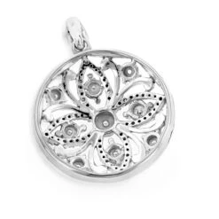 Ladies Diamond Medallion Flower Pendant 0.12ct 10K White Gold -Its Hot Jewelry Shop flower jewelry ladies diamond medallion pendant 012ct 10k backwh