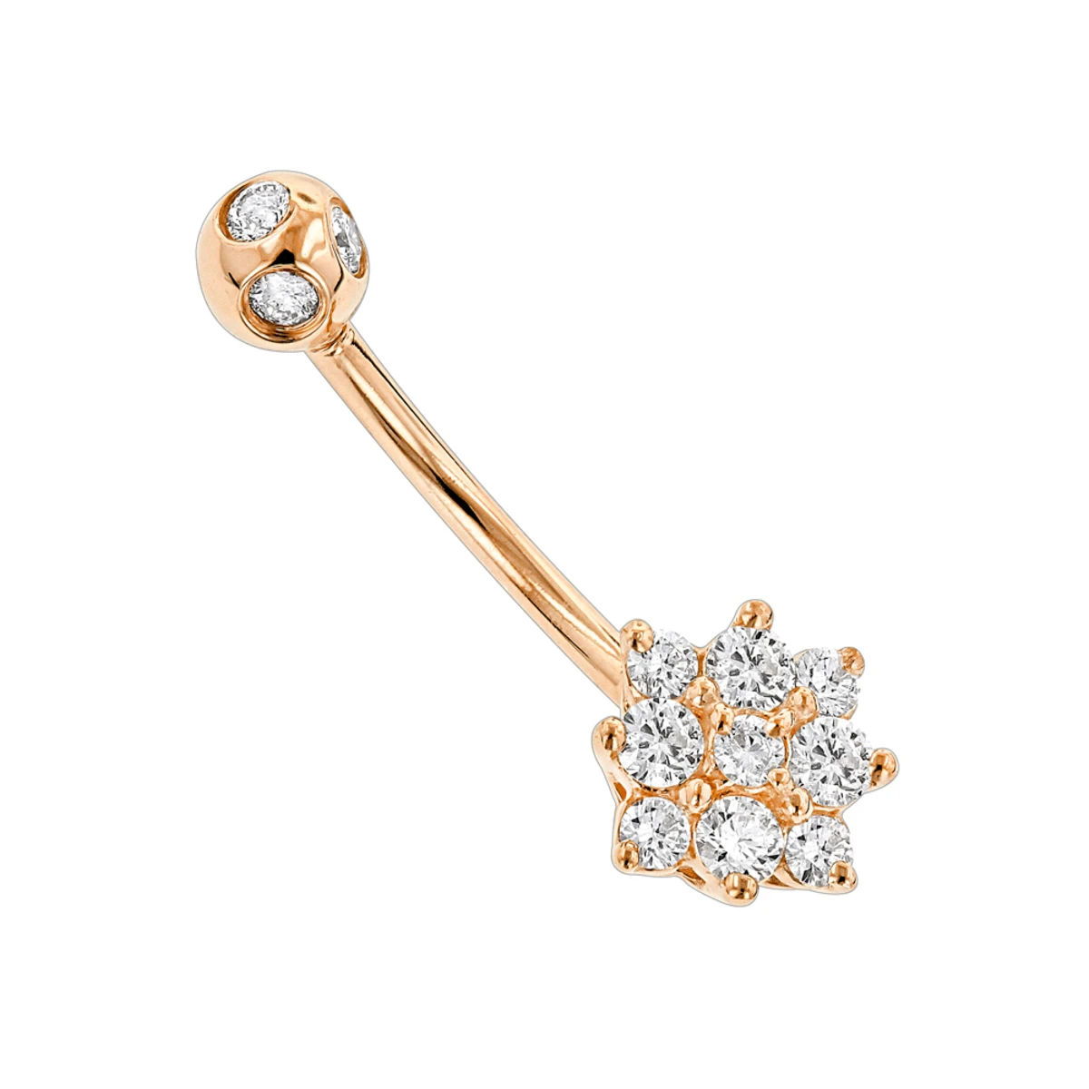 Flower Shaped 14K White Gold Diamond Navel Ring 0.55ct 5 Flower Shaped 14K White Gold Diamond Navel Ring 0.55ct - Image 3