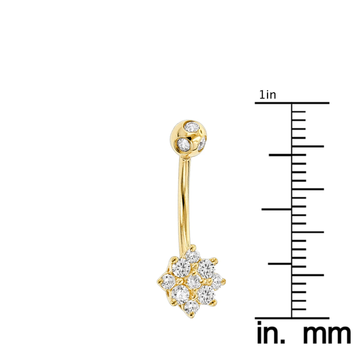Flower Shaped 14K White Gold Diamond Navel Ring 0.55ct 7 Flower Shaped 14K White Gold Diamond Navel Ring 0.55ct - Image 5