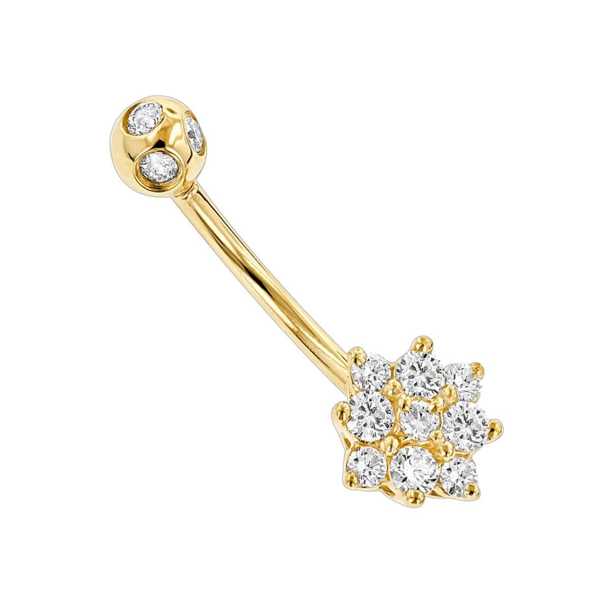 Flower Shaped 14K White Gold Diamond Navel Ring 0.55ct 4 Flower Shaped 14K White Gold Diamond Navel Ring 0.55ct - Image 2
