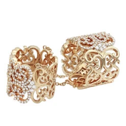 Unique Full Finger Articulated Chain Linked Diamond Double Ring For Women 14K Rose Gold 11 Unique Full Finger Articulated Chain Linked Diamond Double Ring For Women 14K Rose Gold -Its Hot Jewelry Shop full finger articulated chain linked diamond double ring for women 14k gold backro