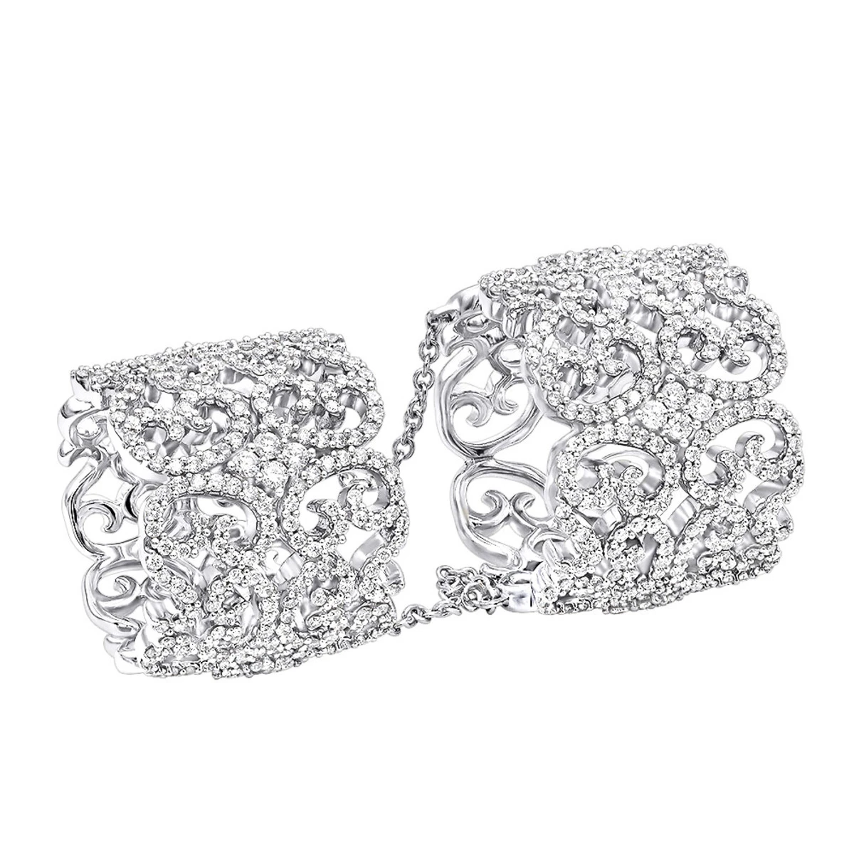 Unique Full Finger Articulated Chain Linked Diamond Double Ring For Women 14K Rose Gold 4 Unique Full Finger Articulated Chain Linked Diamond Double Ring For Women 14K Rose Gold - Image 2