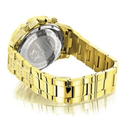 Fully Iced Out Men's Diamond Watch 3ct Yellow Gold Plt Luxurman Swiss Movement -Its Hot Jewelry Shop fully iced out mens diamond watch 3ct yellow gold plt luxurman swiss movement back