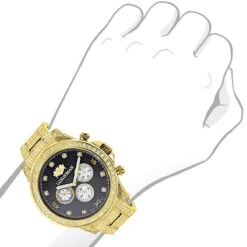 Fully Iced Out Men's Diamond Watch 3ct Yellow Gold Plt Luxurman Swiss Movement -Its Hot Jewelry Shop fully iced out mens diamond watch 3ct yellow gold plt luxurman swiss movement bod