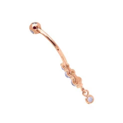Gemstone Body Jewelry 14K White Gold Dangling Belly Button Ring 0.4ct Tanzanites -Its Hot Jewelry Shop gemstone body jewelry 14k gold dangling belly button ring 04ct tanzanites 000966 back rose