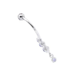 Gemstone Body Jewelry 14K White Gold Dangling Belly Button Ring 0.4ct Tanzanites -Its Hot Jewelry Shop gemstone body jewelry 14k gold dangling belly button ring 04ct tanzanites 000966 back white