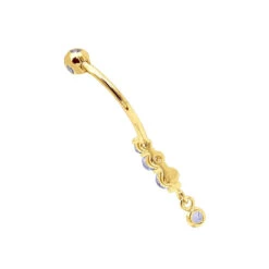 Gemstone Body Jewelry 14K White Gold Dangling Belly Button Ring 0.4ct Tanzanites -Its Hot Jewelry Shop gemstone body jewelry 14k gold dangling belly button ring 04ct tanzanites 000966 back yellow