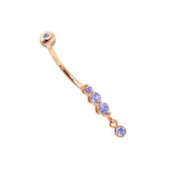 Gemstone Body Jewelry 14K White Gold Dangling Belly Button Ring 0.4ct Tanzanites -Its Hot Jewelry Shop gemstone body jewelry 14k gold dangling belly button ring 04ct tanzanites 000966 rose