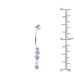 Gemstone Body Jewelry 14K White Gold Dangling Belly Button Ring 0.4ct Tanzanites -Its Hot Jewelry Shop gemstone body jewelry 14k gold dangling belly button ring 04ct tanzanites 000966 ruler white