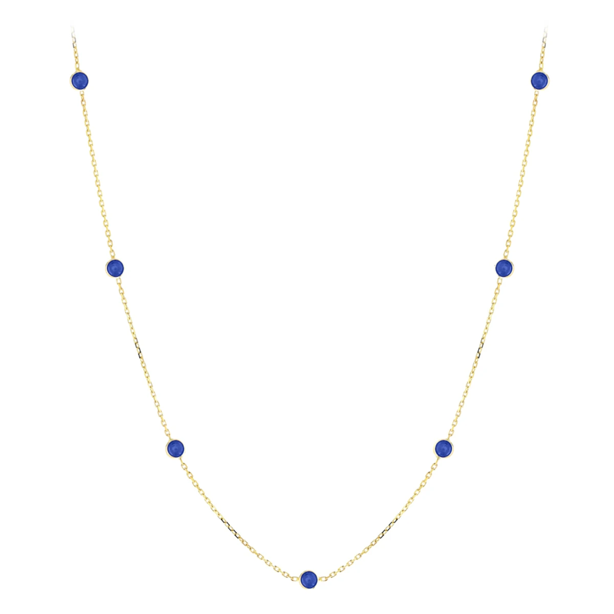 Gemstone By The Yard Necklace 14K Yellow Gold Women's Blue Sapphire Necklace 1.75ct 3 Gemstone By The Yard Necklace 14K Yellow Gold Women's Blue Sapphire Necklace 1.75ct
