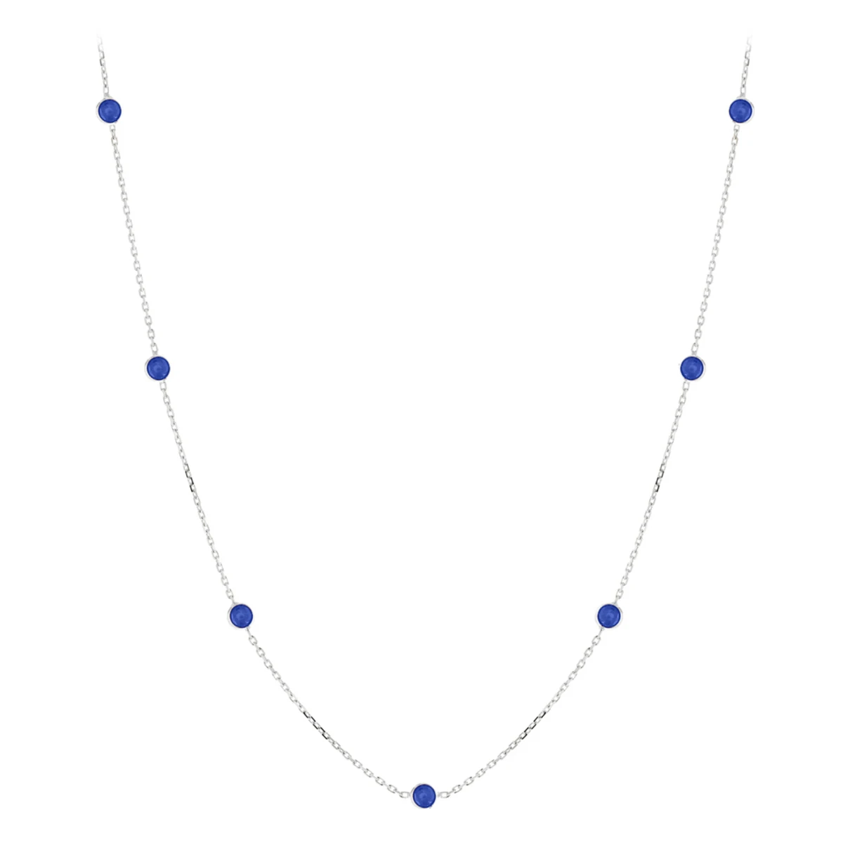 Gemstone By The Yard Necklace 14K Yellow Gold Women's Blue Sapphire Necklace 1.75ct 4 Gemstone By The Yard Necklace 14K Yellow Gold Women's Blue Sapphire Necklace 1.75ct - Image 2