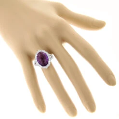 14K White Gold Diamond Purple Amethyst Cocktail Ring 0.9 Ct 12 14K White Gold Diamond Purple Amethyst Cocktail Ring 0.9 Ct -Its Hot Jewelry Shop gemstone cocktail rings 14k white gold diamond purple amethyst ring 075ct bodwh