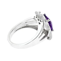 14K White Gold Amethyst Diamond Flower Ring 0.13ct 11 14K White Gold Amethyst Diamond Flower Ring 0.13ct -Its Hot Jewelry Shop gemstone jewelry amethyst diamond ring 013ct 14k gold p 49985 backwh