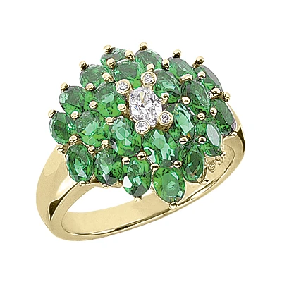 Ladies Diamond And Emerald Ring 14K White Gold 0.24ctd 4.40ct 4 Ladies Diamond And Emerald Ring 14K White Gold 0.24ctd 4.40ct - Image 2