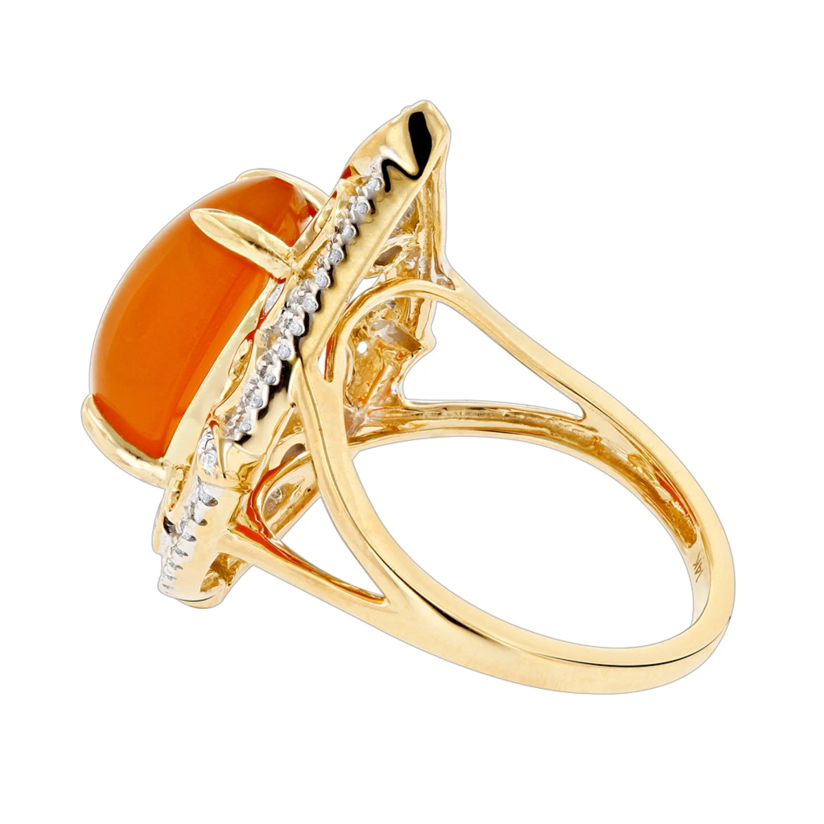 14K Yellow Gold Orange Aventurine Diamond Ring 5ct 6 14K Yellow Gold Orange Aventurine Diamond Ring 5ct - Image 4