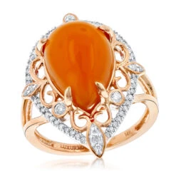 14K Yellow Gold Orange Aventurine Diamond Ring 5ct 10 14K Yellow Gold Orange Aventurine Diamond Ring 5ct -Its Hot Jewelry Shop gemstone jewelry orange aventurine diamond ring 5ct 14k ro