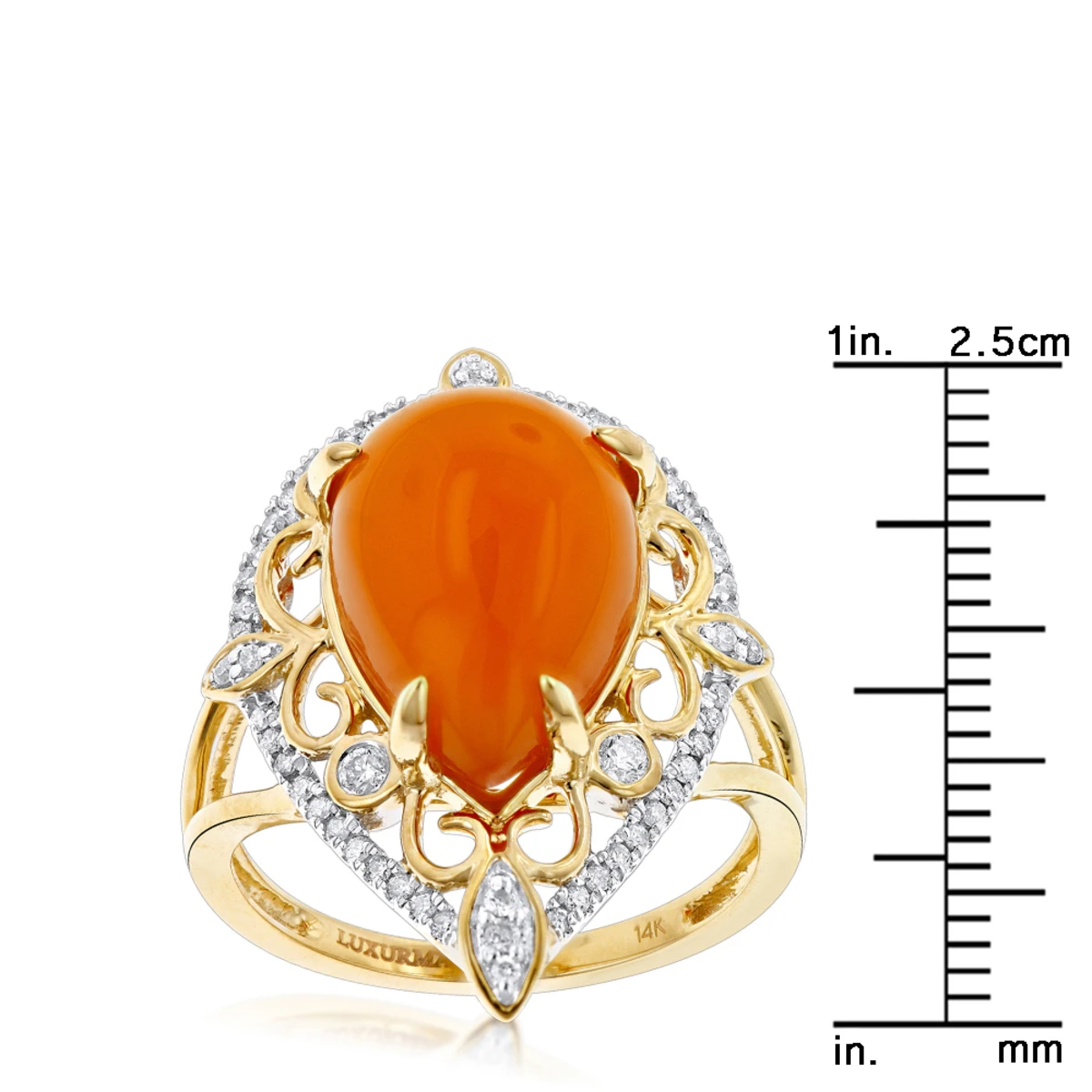 14K Yellow Gold Orange Aventurine Diamond Ring 5ct 8 14K Yellow Gold Orange Aventurine Diamond Ring 5ct - Image 6