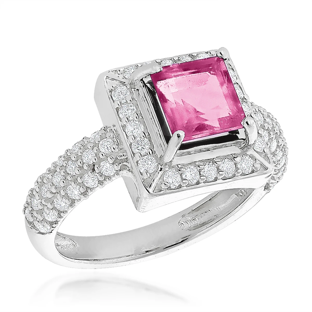 Halo Topaz Diamond Engagement Ring 0.68ct 14K White Gold 3 Halo Topaz Diamond Engagement Ring 0.68ct 14K White Gold