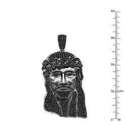 Genuine Black Diamond Jesus Pendant Sterling Silver Jesus Head Piece 12ct -Its Hot Jewelry Shop genuine black diamond jesus pendant sterling silver jesus head piece 12ct 000894 ruler