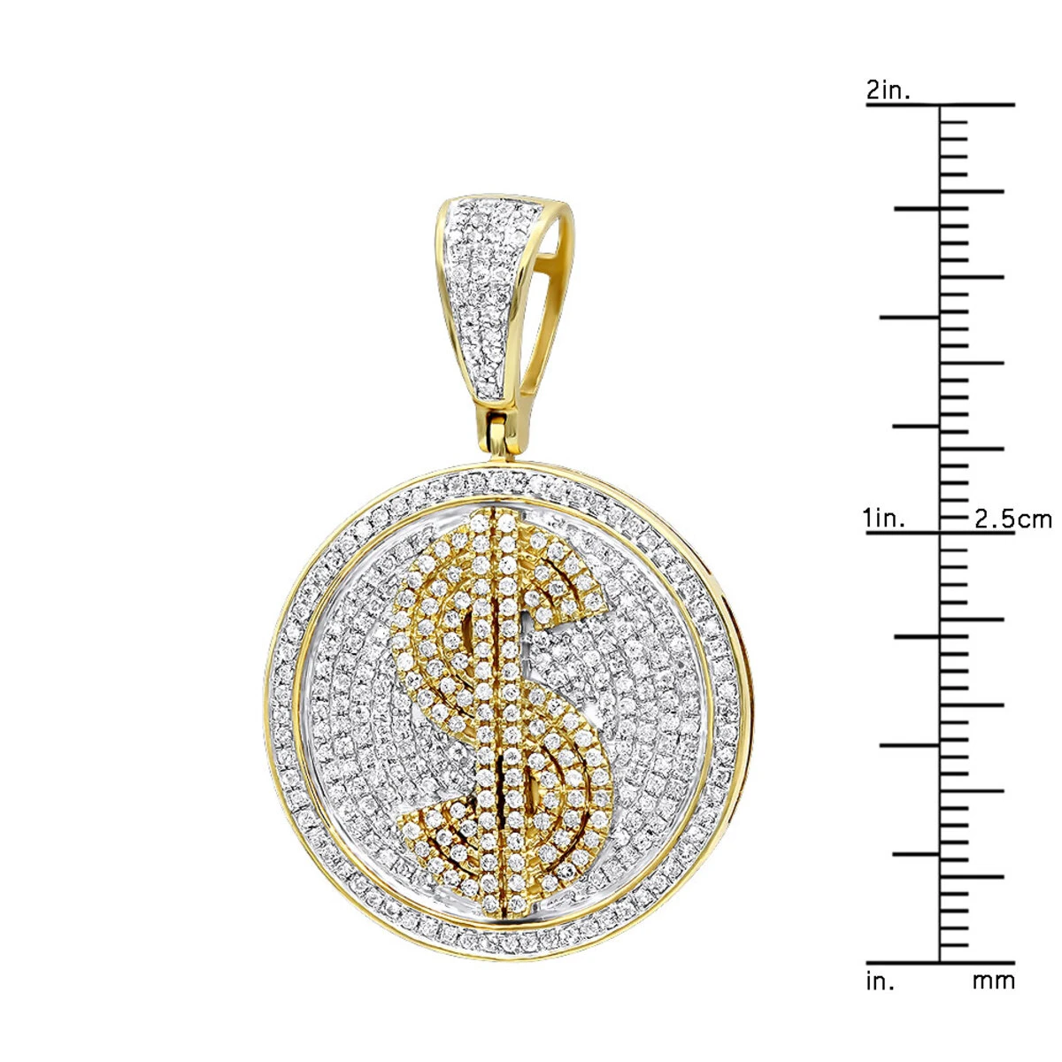 Genuine Diamond 10K Yellow Gold Dollar Sign Pendant For Men 1.65ct Medallion 8 Genuine Diamond 10K Yellow Gold Dollar Sign Pendant For Men 1.65ct Medallion - Image 6