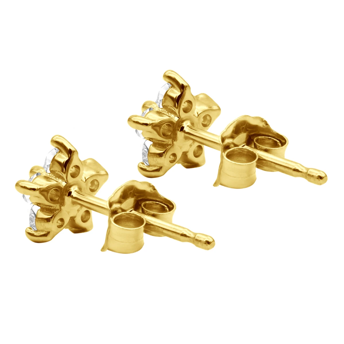 Genuine Diamond Star Stud Earrings Cluster Starfish Design 14K Yellow Gold 0.2ct 7 Genuine Diamond Star Stud Earrings Cluster Starfish Design 14K Yellow Gold 0.2ct - Image 5