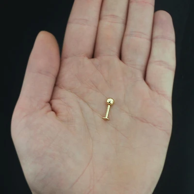 14K Yellow Gold & Diamond Ball Labret Stud 0.08ct 5 14K Yellow Gold & Diamond Ball Labret Stud 0.08ct - Image 3