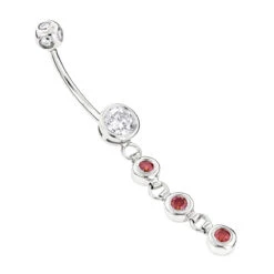 14K White Gold White Pink Diamond Belly Button Ring 0.86ct