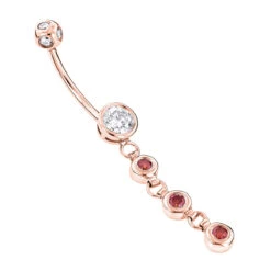 14K White Gold White Pink Diamond Belly Button Ring 0.86ct -Its Hot Jewelry Shop gold body jewelry white pink diamond belly button ring 14k 086ct ro